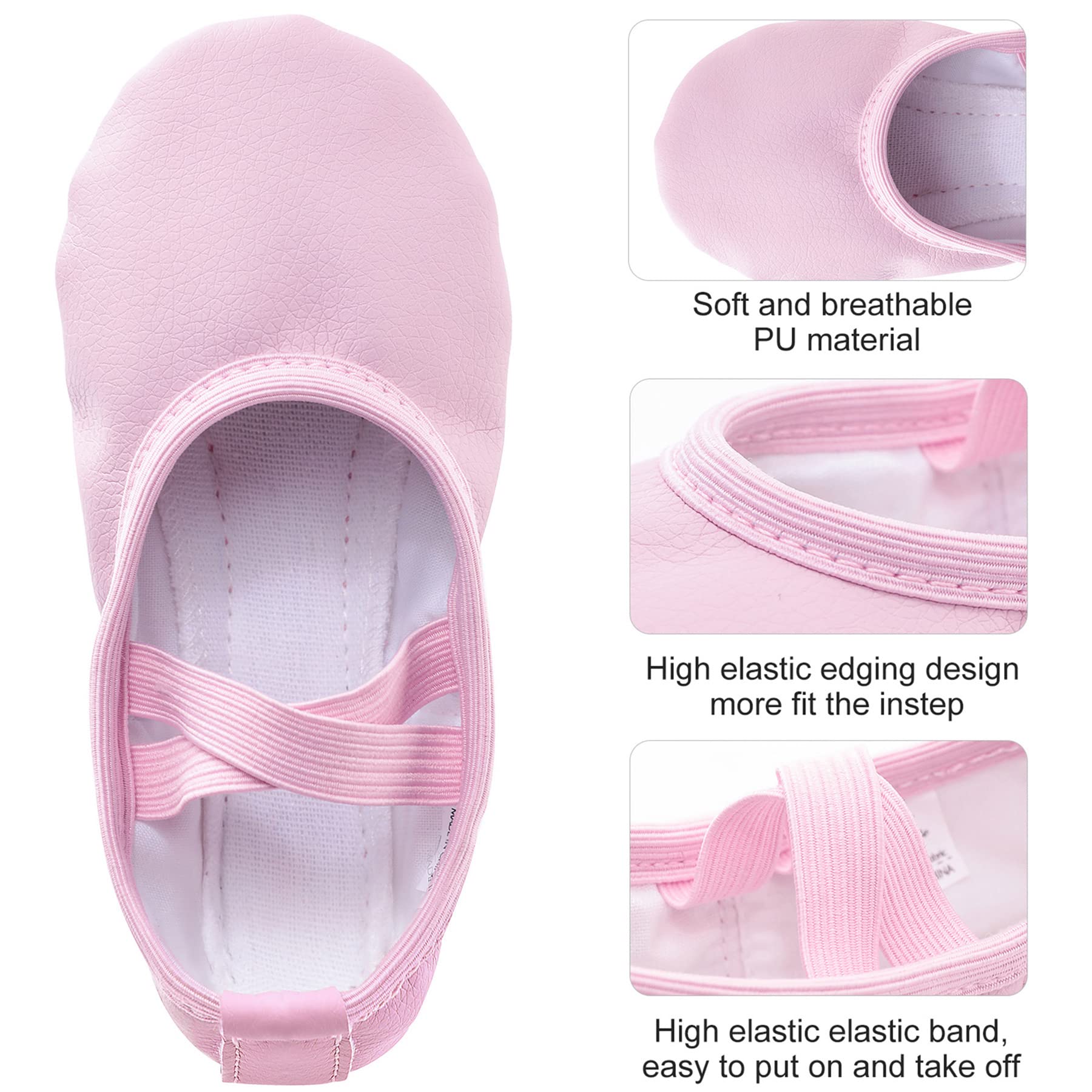 Leather Ballet Shoes Full Sole Dance Slippers for Children & Women Sizes 22–40 – Pink/Beige/Black