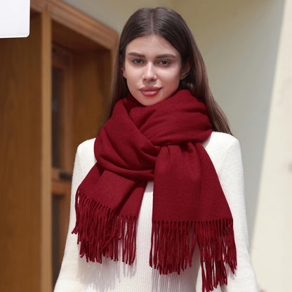 Women's Pashmina Scarf Burgundy Shawl Warm Festive Evening Wrap – Burgundy