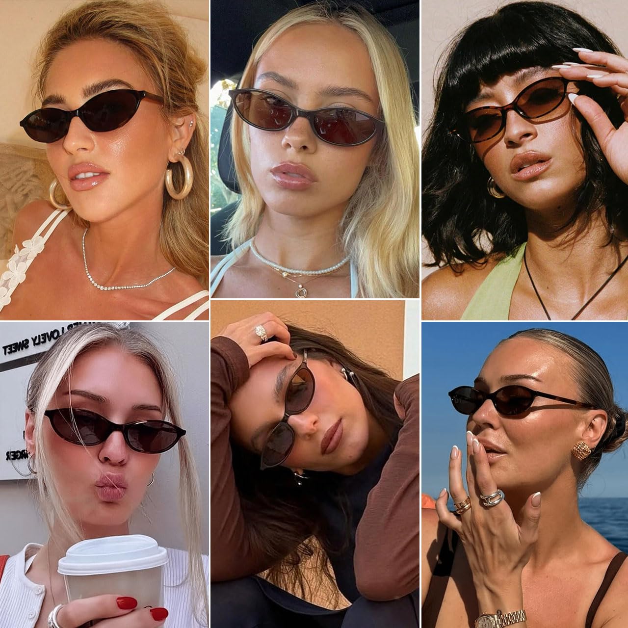 Retro 90s Sunglasses Set 4pcs Vintage Unisex Fashion Party Glasses – Black