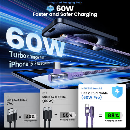 USB C Fast Charging Cable 60W 2 Pack – 1M + 1M