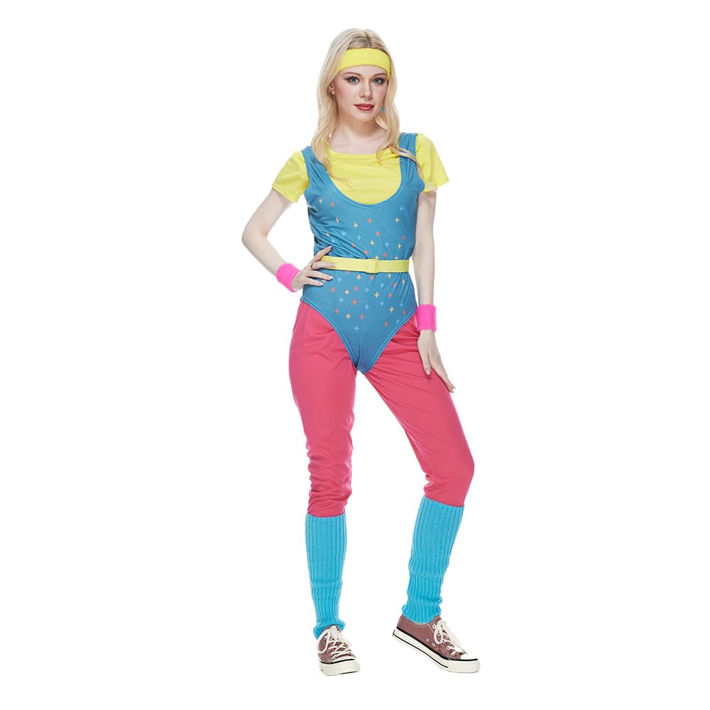 Women's Retro 80s Aerobic Outfit Sportswear Cosplay – One Size