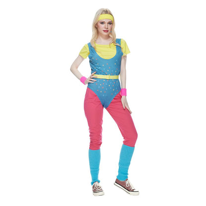 Women's Retro 80s Aerobic Outfit Sportswear Cosplay – One Size