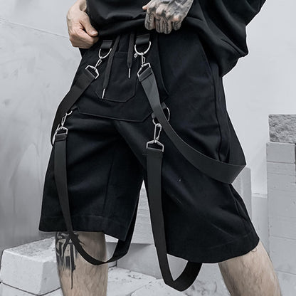 Men's Techwear Cargo Jogger Shorts Tactical Streetwear Hip Hop – Black S