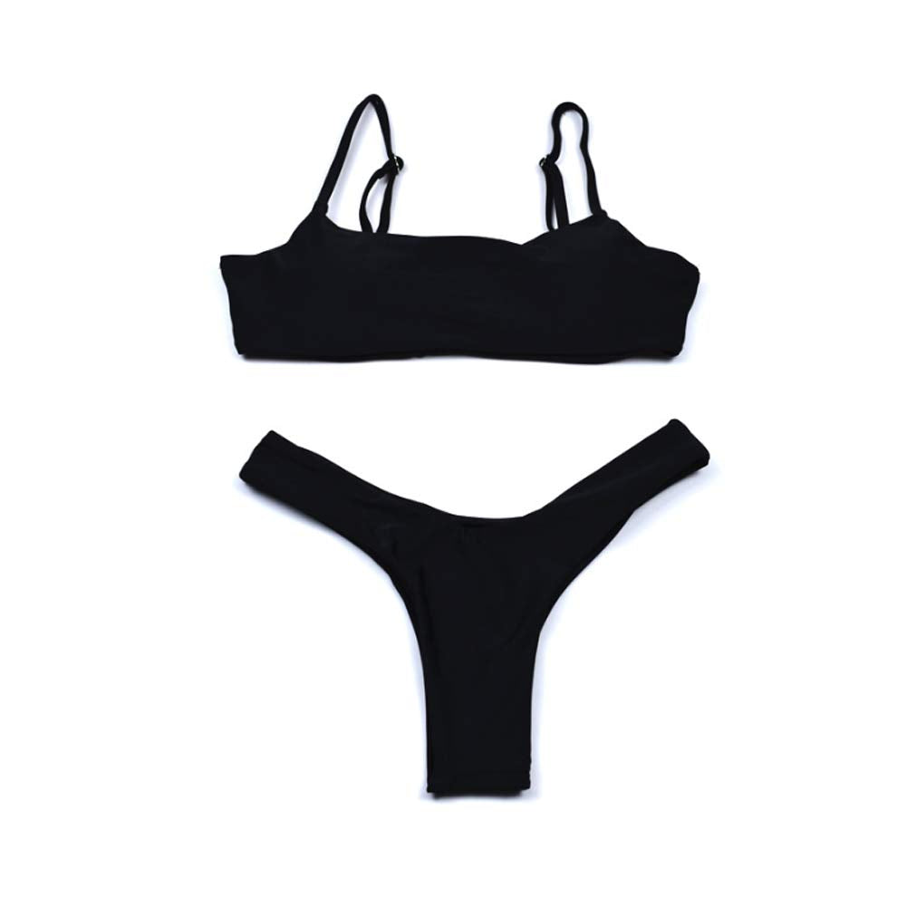 meioro Bikini Sets for Women Push Up Thong Low Waist Swimsuit Bikini Set Swimwear Beachwear (L, Black)