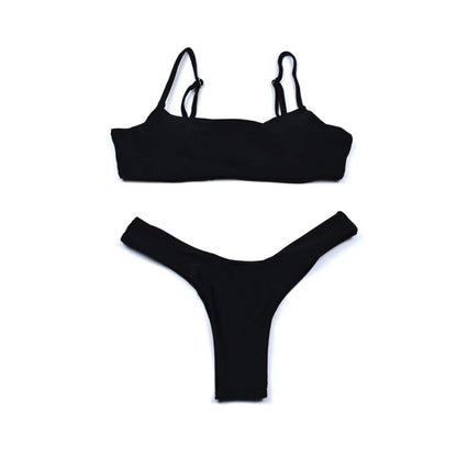 meioro Bikini Sets for Women Push Up Thong Low Waist Swimsuit Bikini Set Swimwear Beachwear (L, Black)