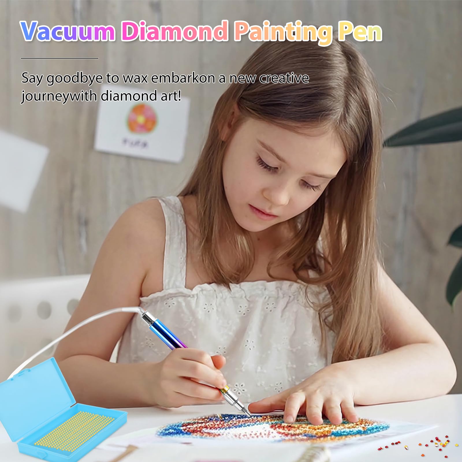 testyu E-Painter Diamond Painting Pen, Electric Diamond Painting Pen Vacuum Diamond Painting Pen Kits with Storage Tray, 3
