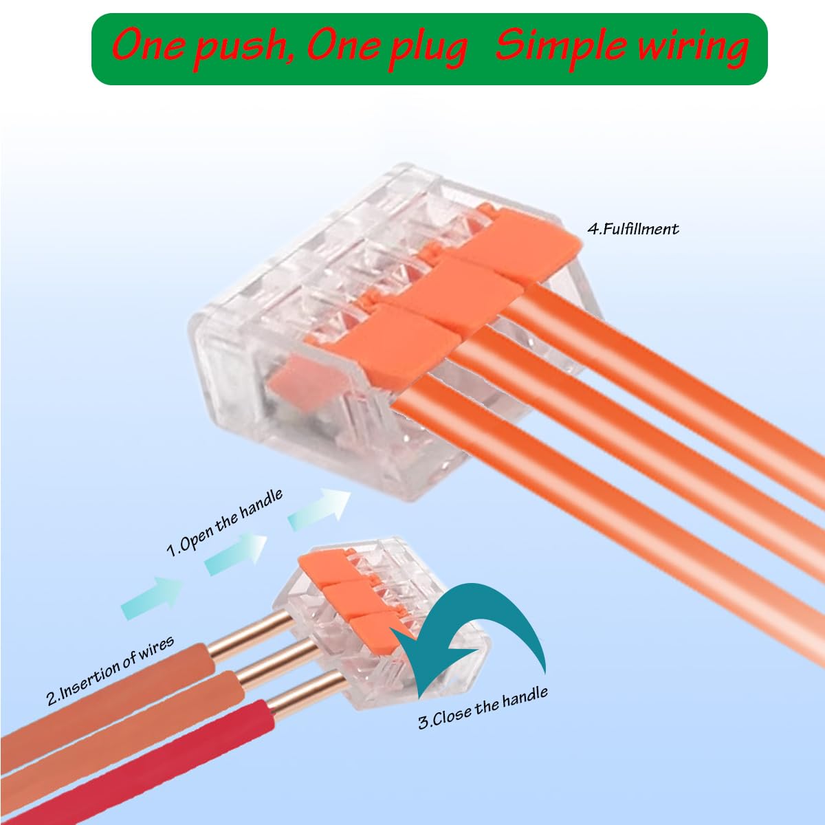 75-piece Lever Wire Connector Set 2-3-5 Conductors – Orange