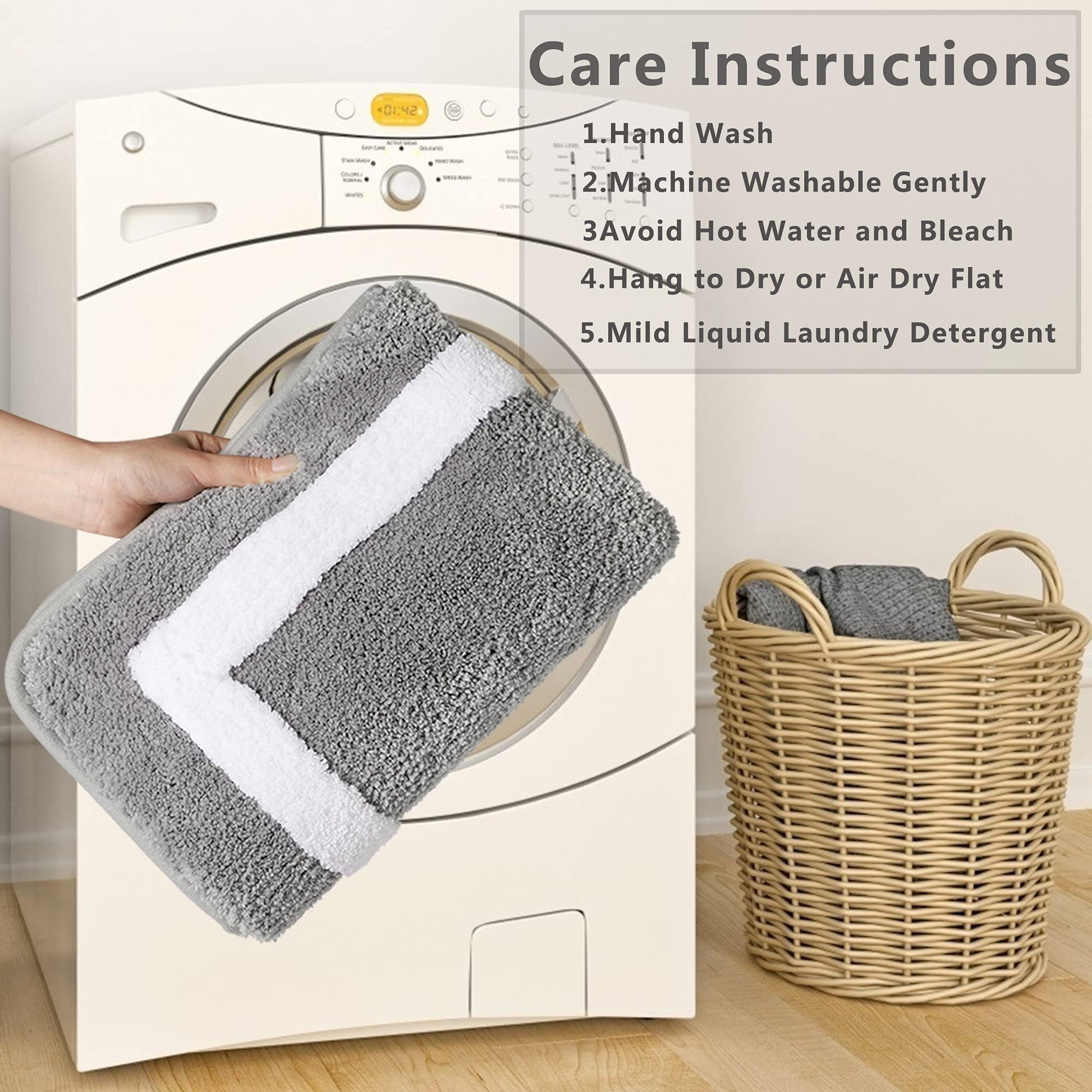 Non-Slip Microfibre Bath Mat Water-Absorbing Washable 50x140cm – Grey