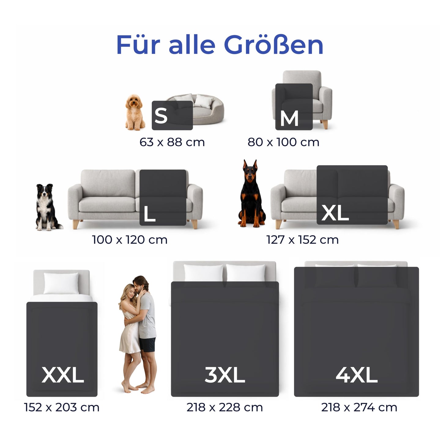 Waterproof Dog Blanket Reversible Sherpa Fleece 127x152cm Machine-Washable – Black