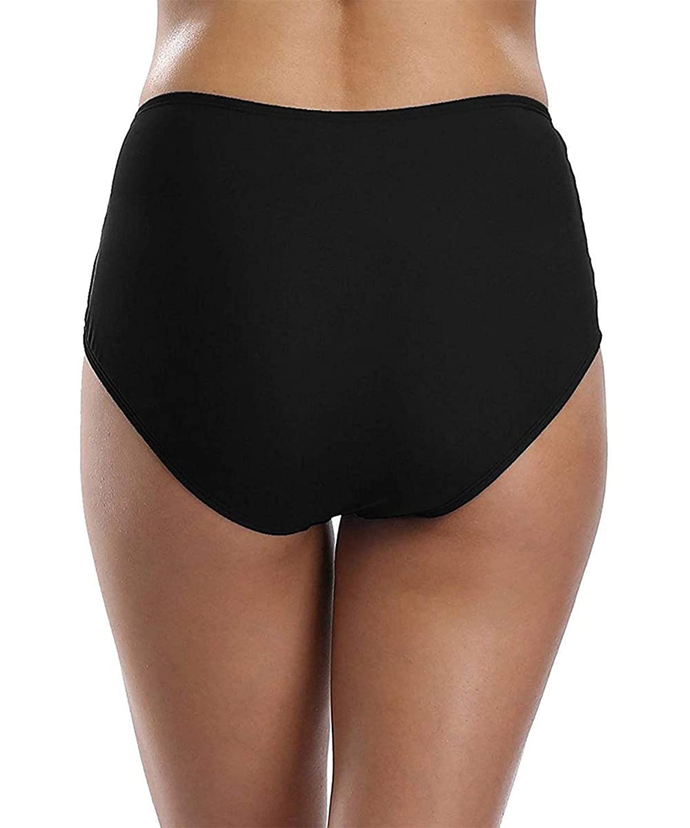 ABINGOO Women's Bikini Bottoms Swimsuit Elastic Tummy Control High Waist Black Beach Swim Shorts Abdominal Ruched Classic