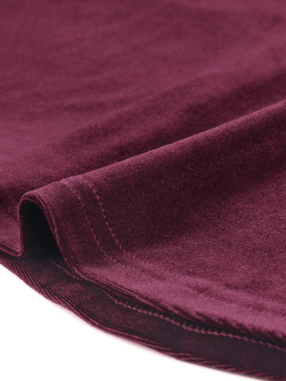 Women's Velvet Christmas Button-Front Tunic Long Sleeve – Red S