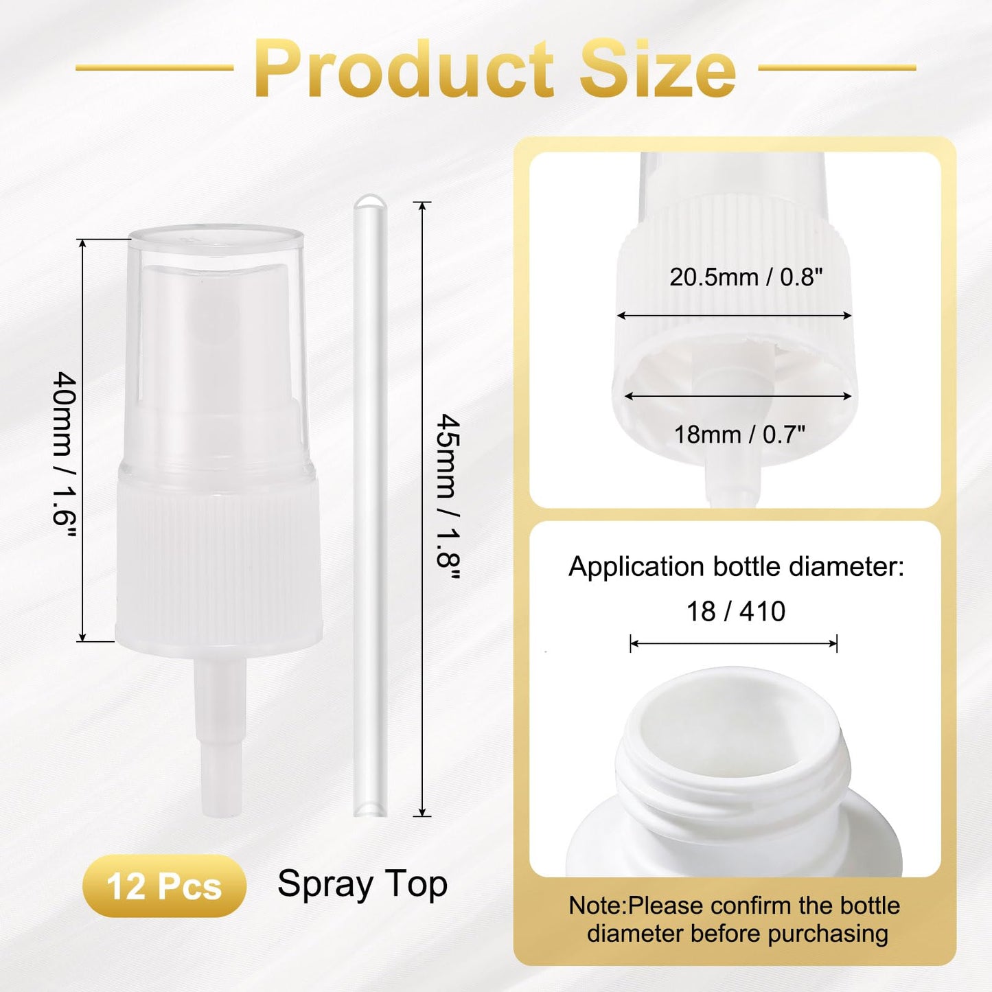 Spray Bottle Pump Heads 50-pack 18/410 Fine Atomizer Reusable Replacement – White