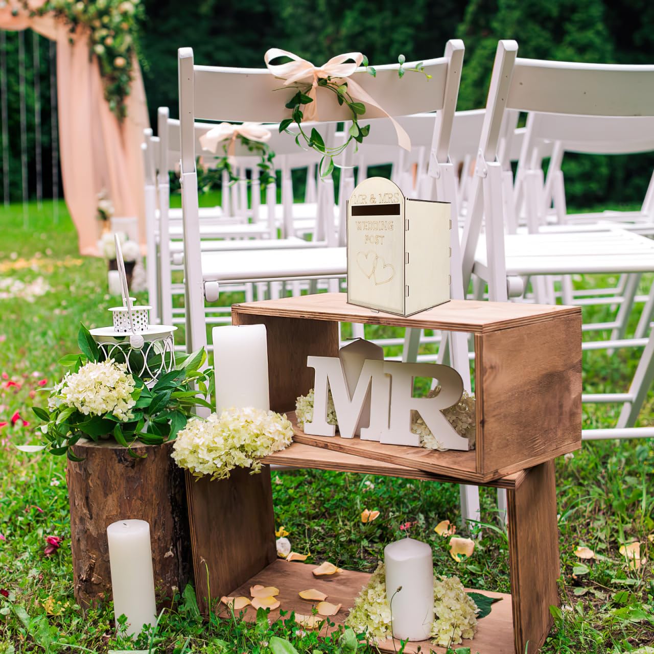 Wooden Wedding Card Box Detachable Money Box with Key