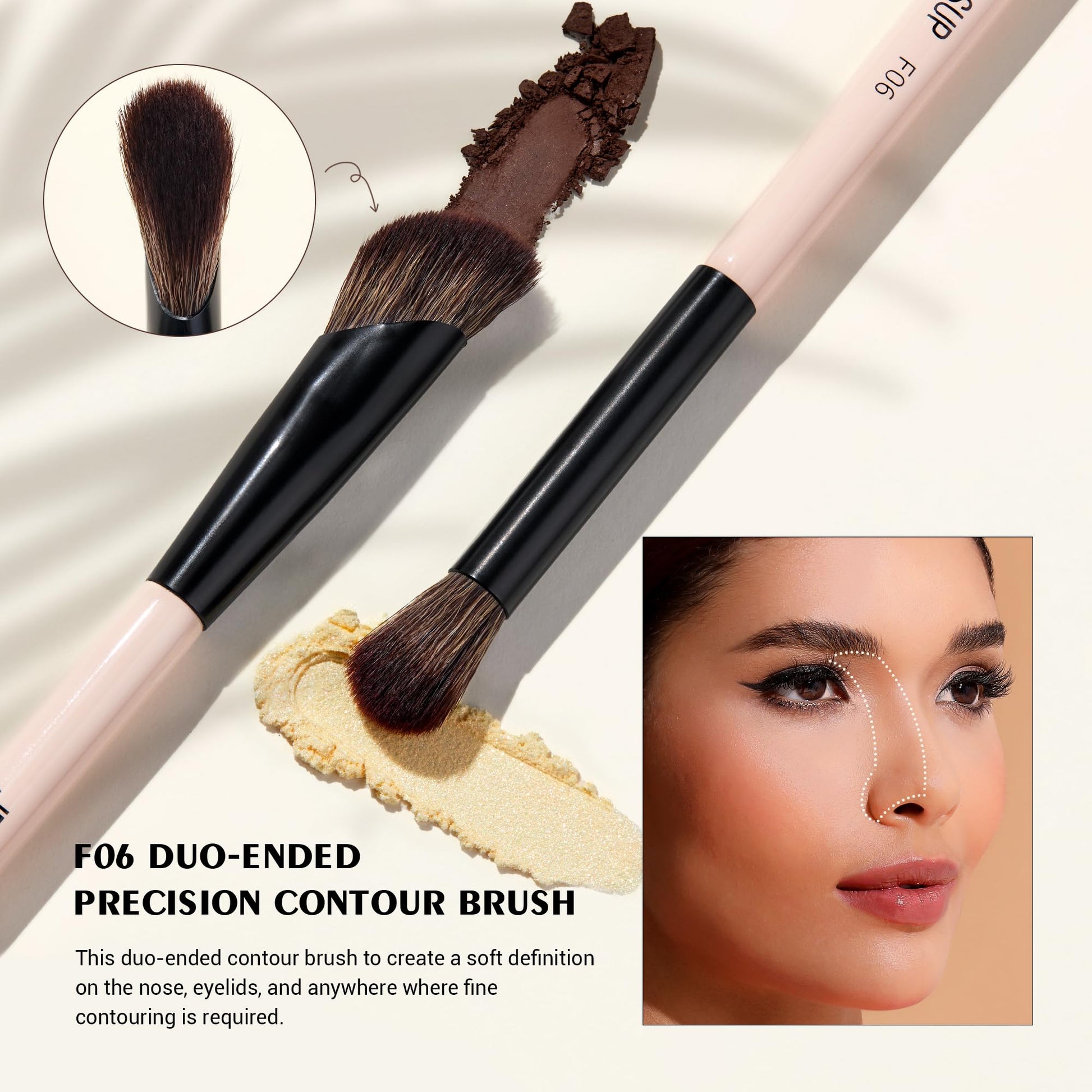 Jessup Eye Brush Set 10-in-5 Double-Ended Precision Vegan Brushes – Peach Dust