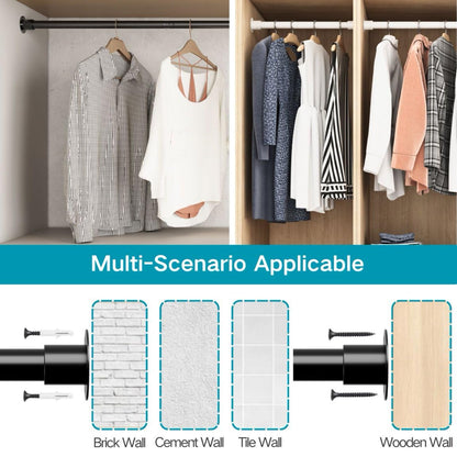 Adjustable Wardrobe Rail Heavy Duty Clothes Rod 68-90cm Ø32mm – White