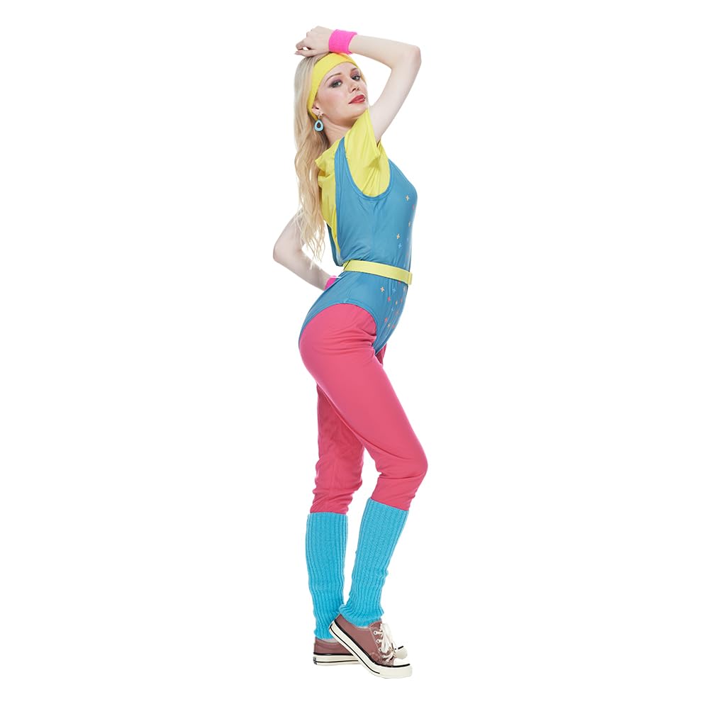 Women's Retro 80s Aerobic Outfit Sportswear Cosplay – One Size