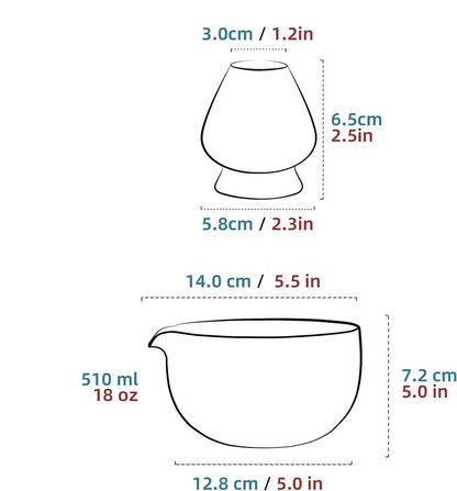 TEANAGOO japāņu keramikas matcha bļoda, zila-balta, ar slotiņas turētāju - Gultify