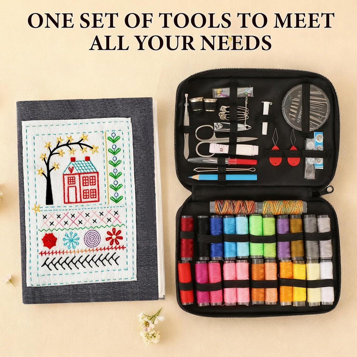 Embroidery Stitch Book Kit 143 Stitches Patterns & Tools Portable Beginner Set – Assorted