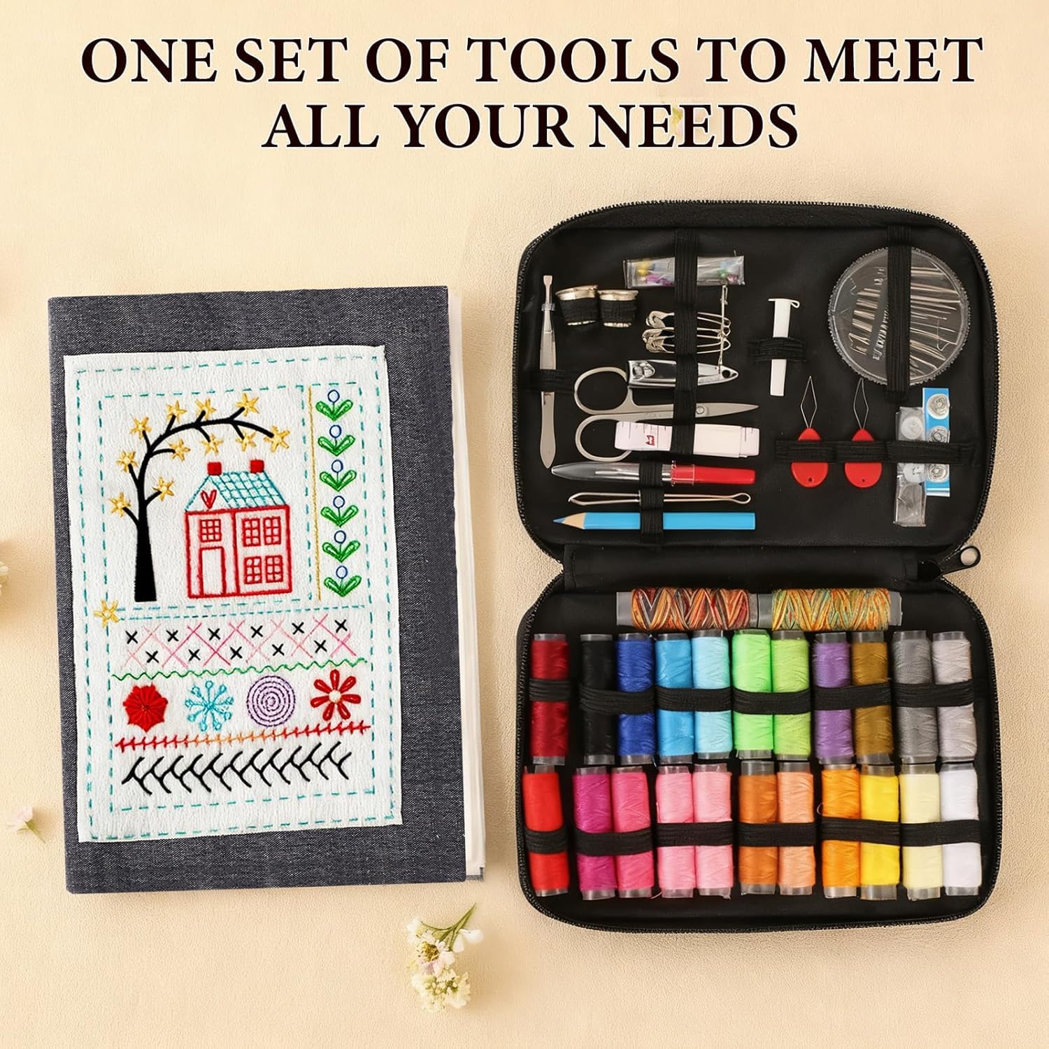 Embroidery Stitch Book Kit 143 Stitches Patterns & Tools Portable Beginner Set – Assorted