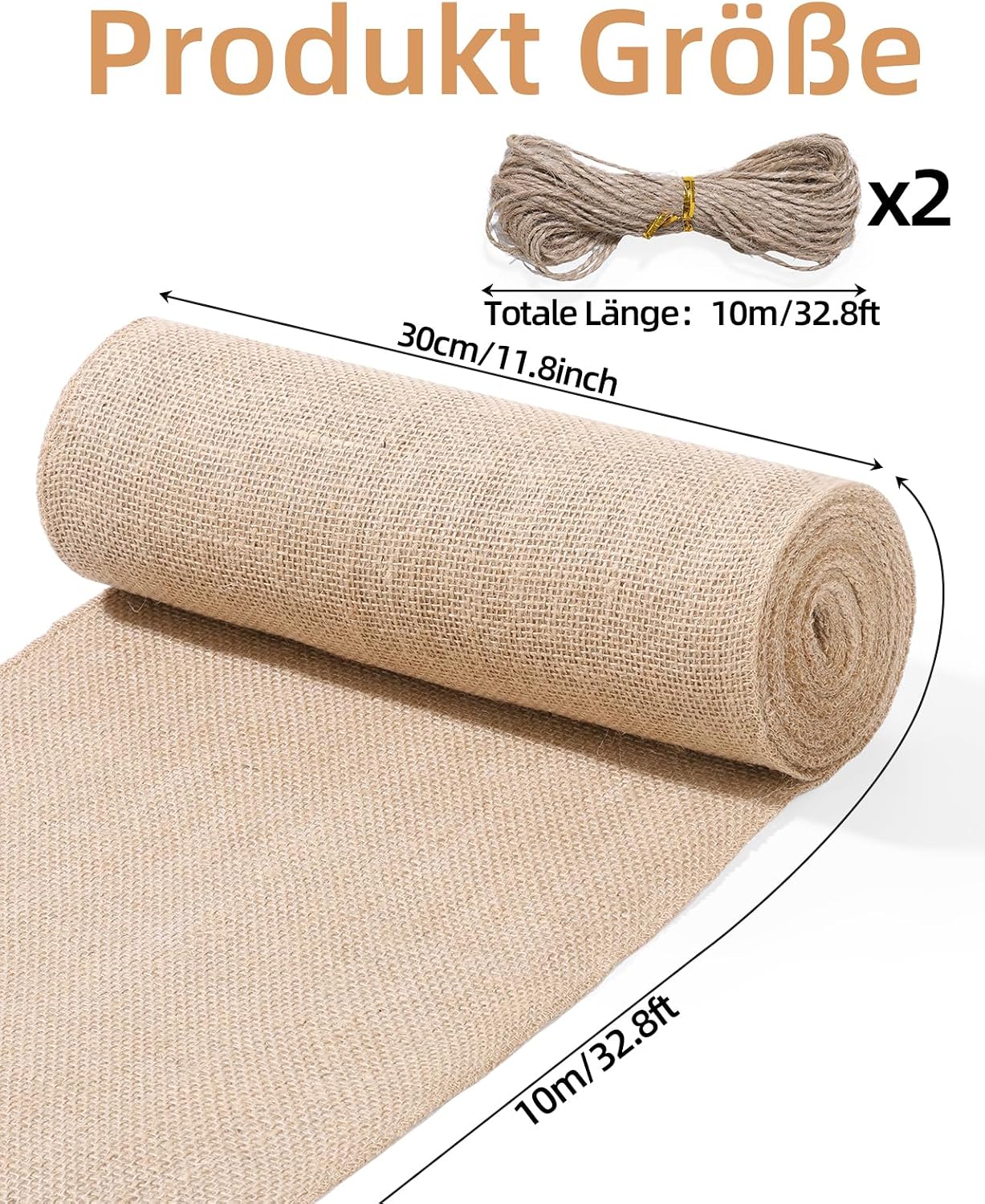 Jute Table Runner Roll 30 cm x 10 m, 100%