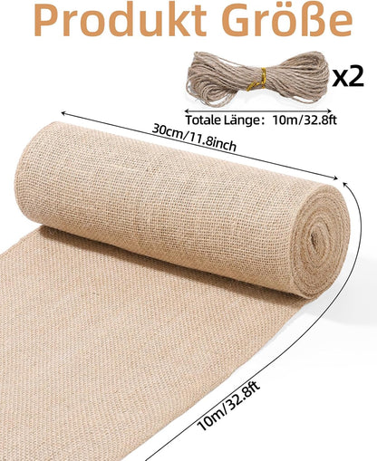 Jute Table Runner Roll 30 cm x 10 m, 100%