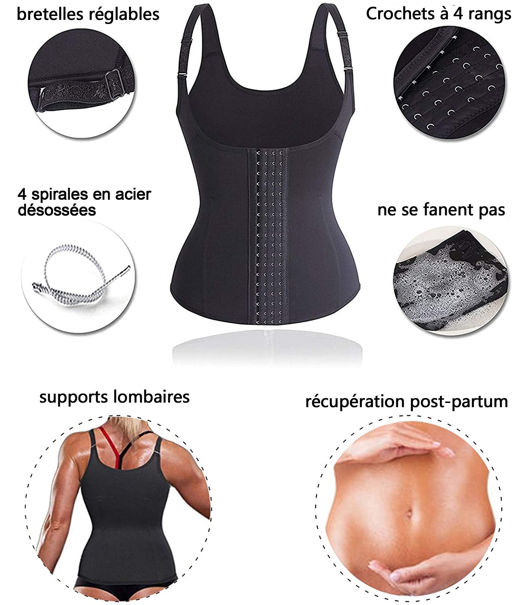 CHUMIAN Women's Waist Shaper Underbust Corset Waist Trainer Corset Tummy Control Body Shaper for Weight Loss Waist Cincher