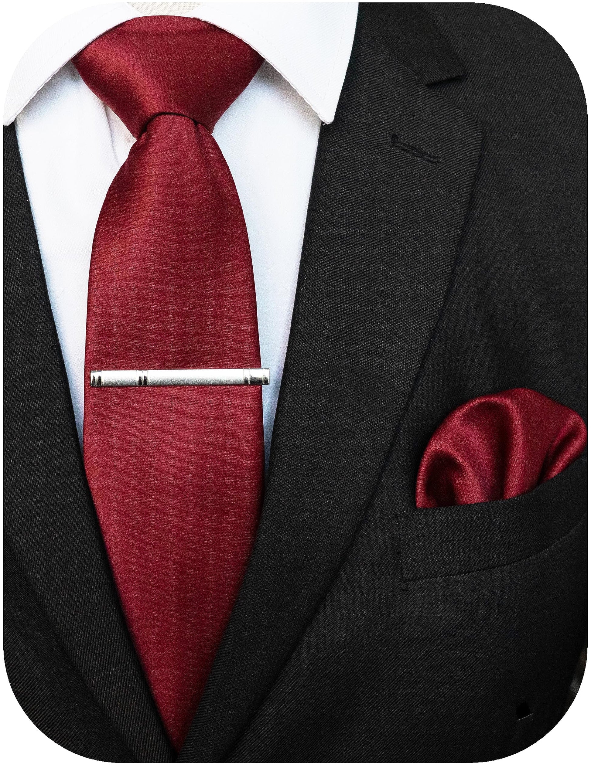 Men's Matte Tie Set with Pocket Square & Tie Clip – Chestnut Brown