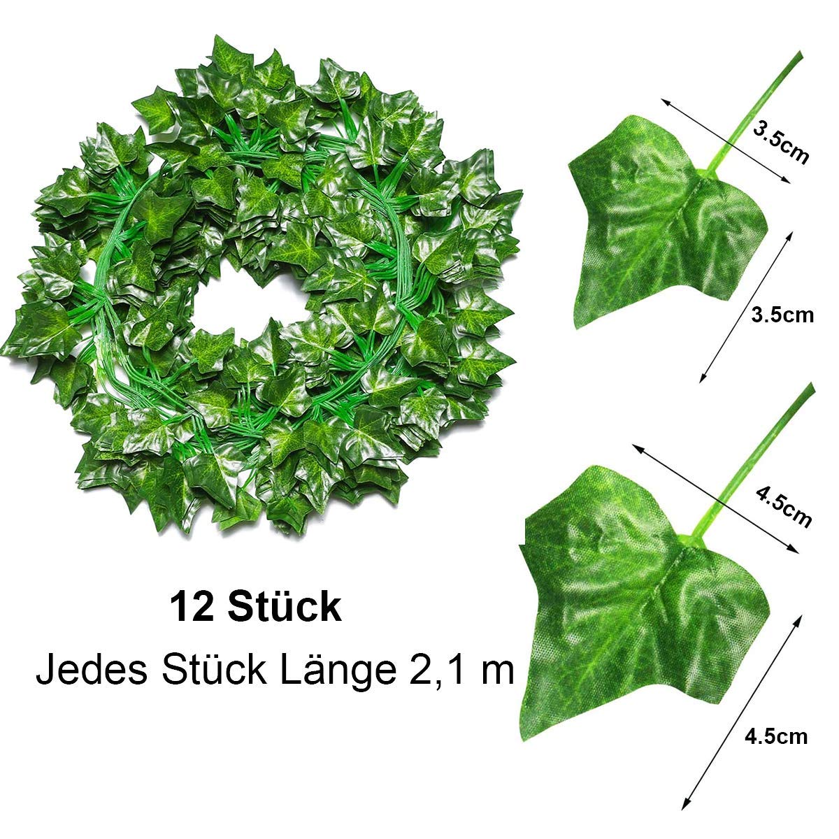KASZOO 12 pieces artificial ivy garland ivy, artificial hanging ivy with 200 LED light, for wedding party garden apartment