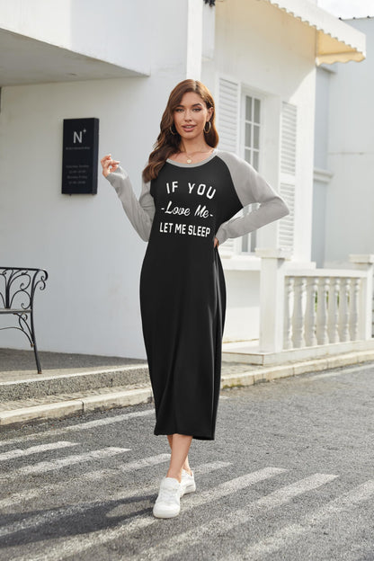 Ekouaer Women's Long Sleeve Nightgown Printed Crew Neck Soft Lightweight – Black XXL