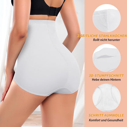 Women's High Waist Tummy Control Shapewear Briefs – White M