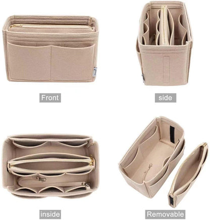 Felt Bag Organizer Multifunctional Handbag Organizer with Compartments Wallet Zipper Felt Handbag Organizer for Travel