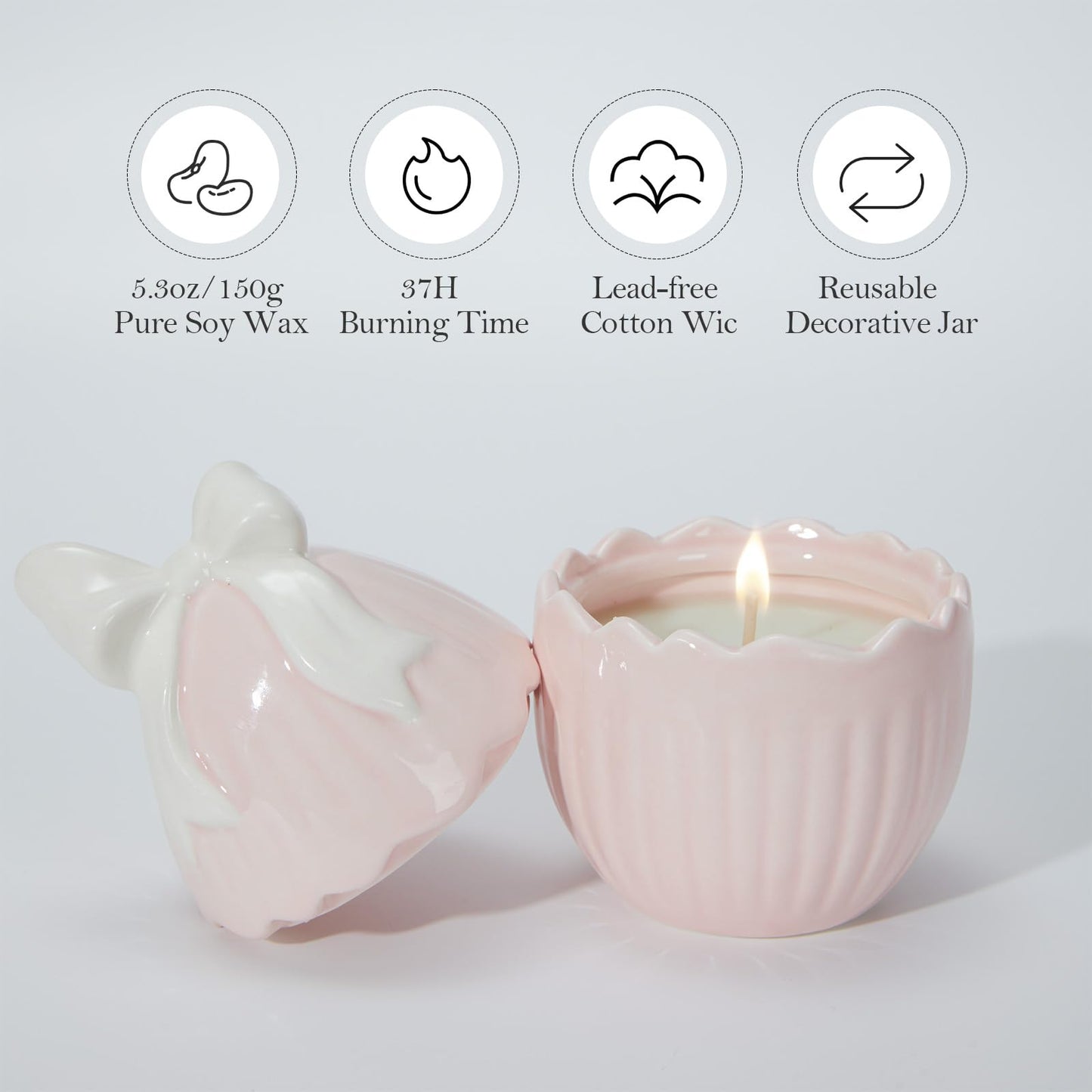Broken Egg Ceramic Scented Soy Candle Set of 2 Gold-Plated Bases – Pastel Green & Pink