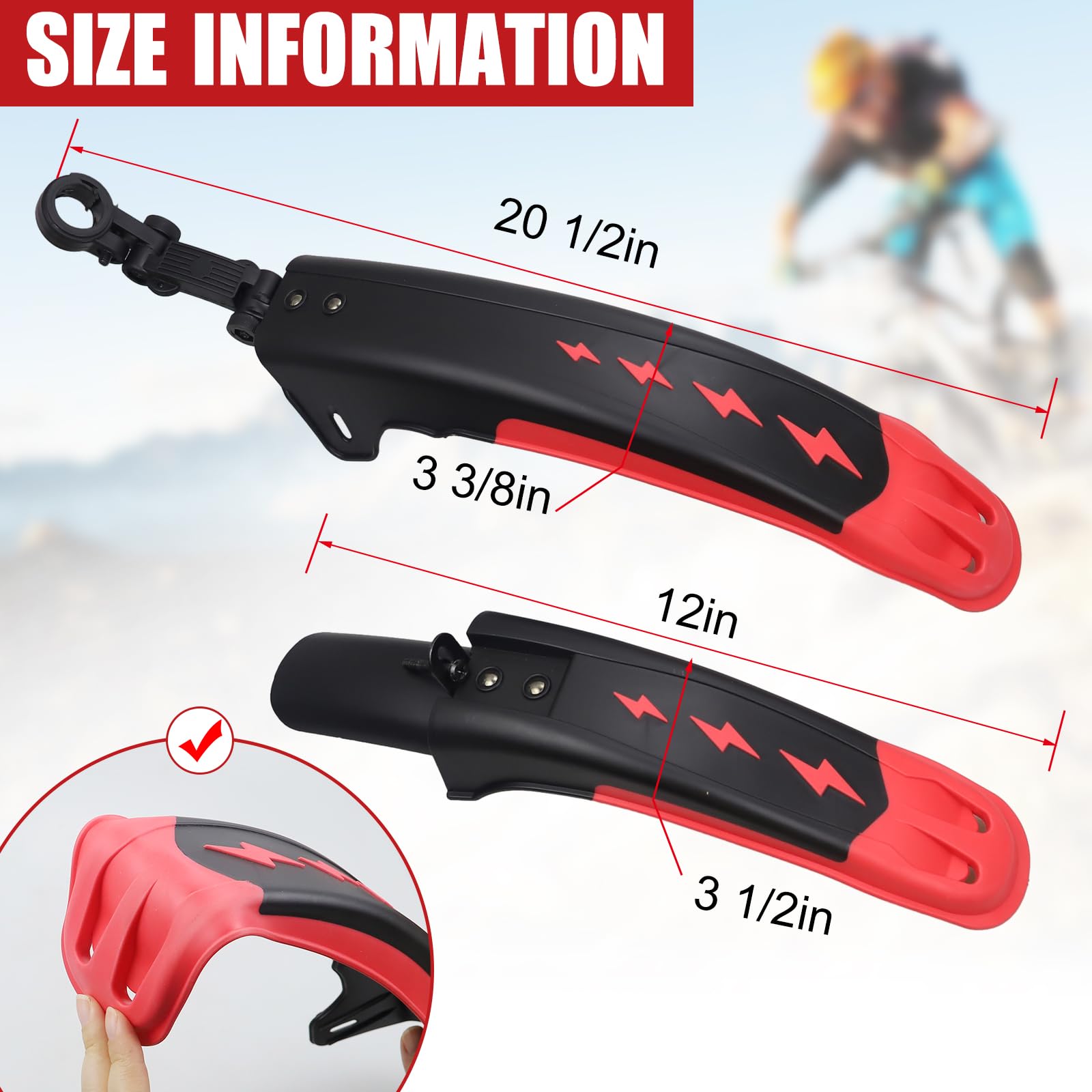 Clip-on Bicycle Mudguard Set Front & Rear Universal Quick-Release – Red 20-29in