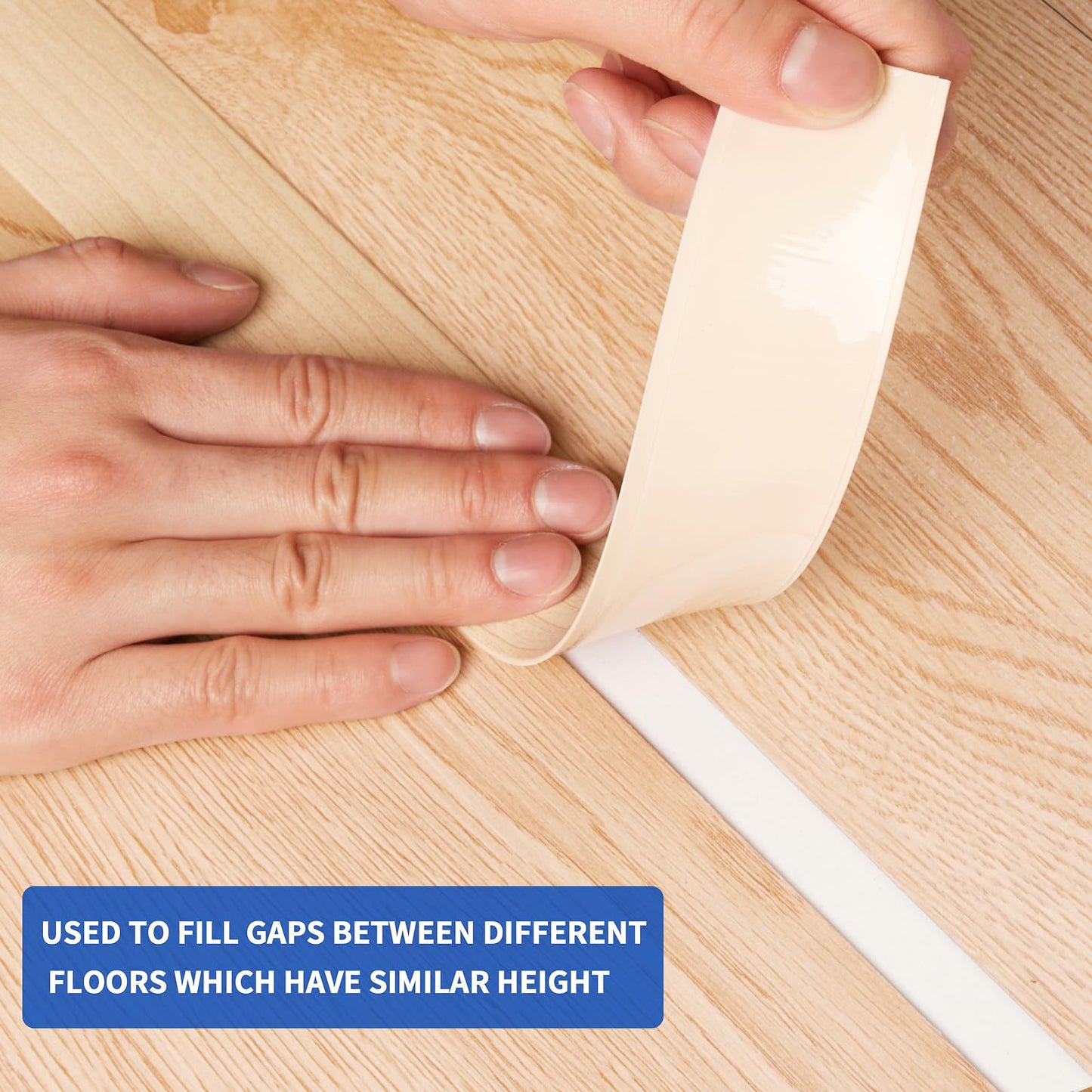 Flat Floor Transition Strip Self-Adhesive 2m Vinyl Threshold 5cm – Beige Oak Grain