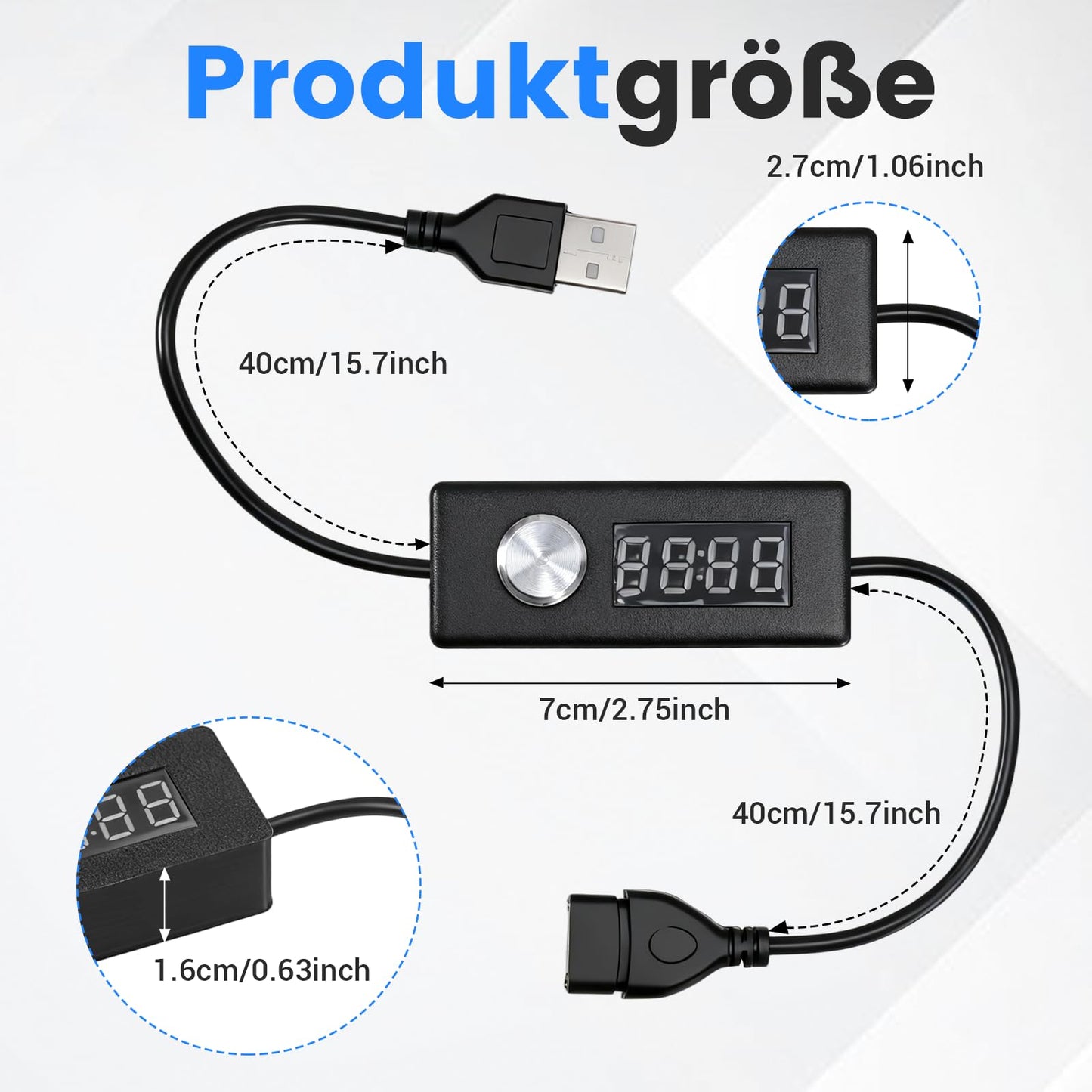 USB Timer Switch Cable 5V 2A Countdown Timer Socket – Adjustable Auto-Off