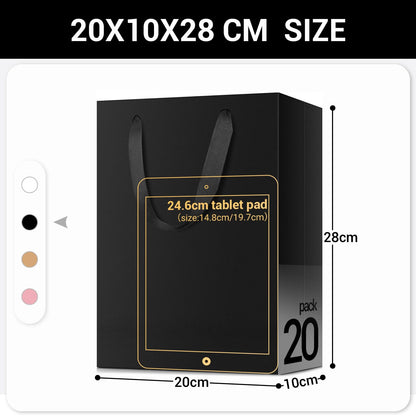 EUSOAR Gift Bags Black - 20 Pieces 250GSM Thickened Kraft Paper Gift Bag - M 20x10x28cm Paper Bags with Handle - Carrying Bag
