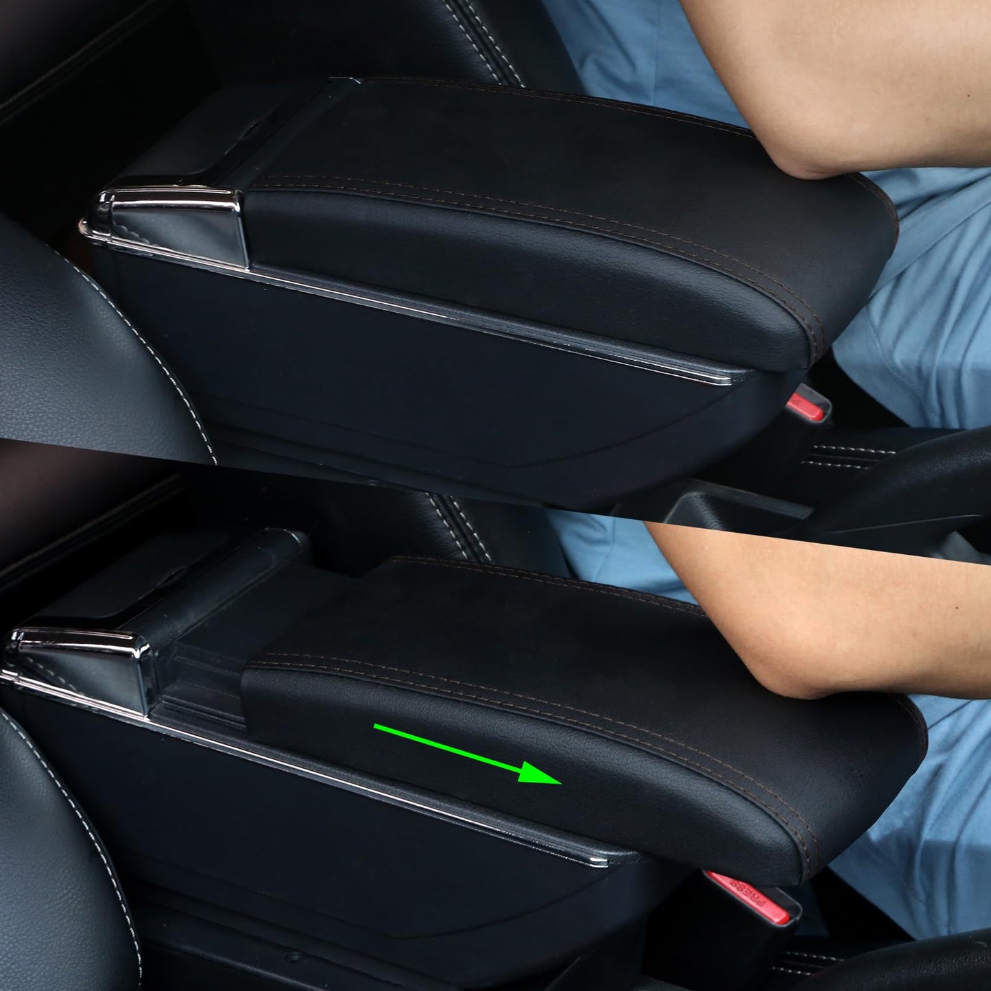 Car Armrests for Corsa D 2006-2014 Double Layer Center Console Large Storage Box Black Stitching