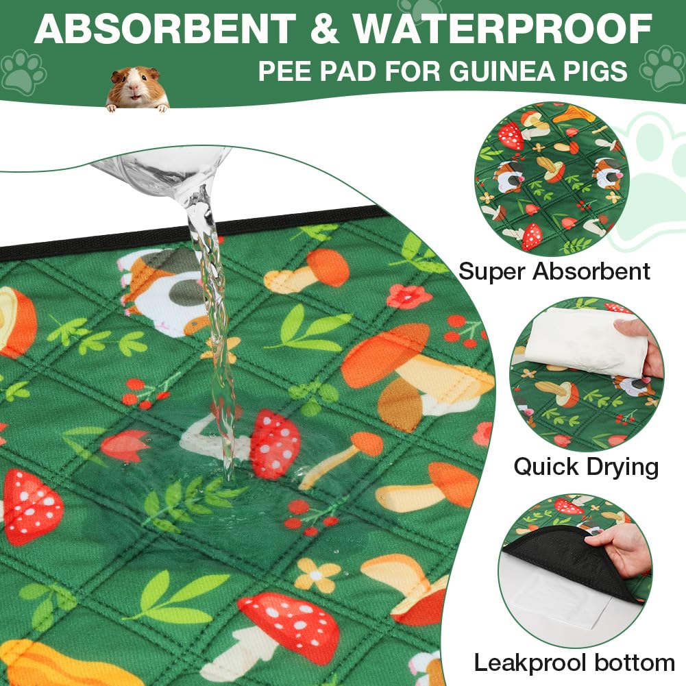 Washable Reusable Pet Pipi Pads 4-Layer Super Absorbent for Guinea Pigs & Small Animals – Green 70x140cm
