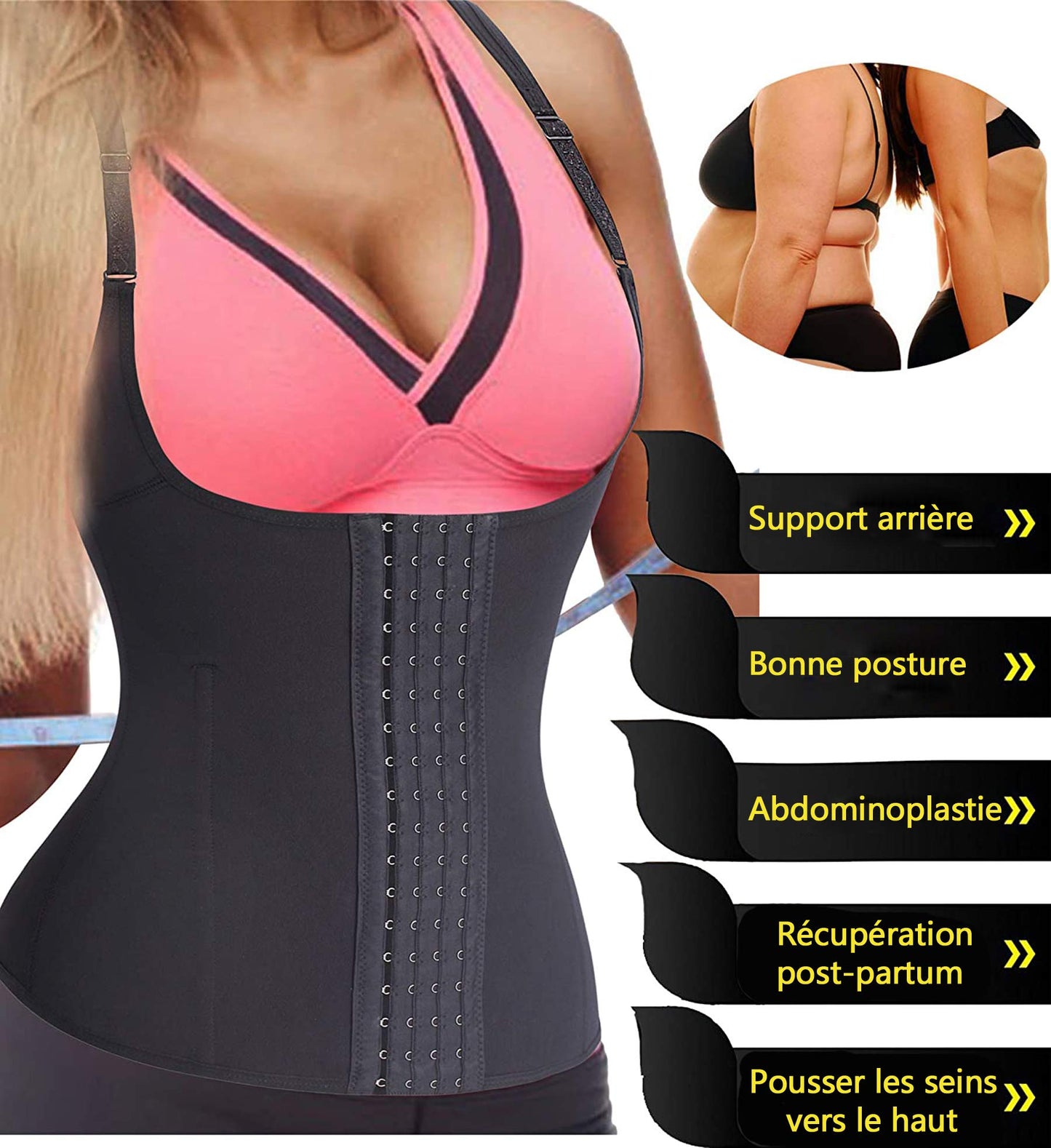 CHUMIAN Women's Waist Shaper Underbust Corset Waist Trainer Corset Tummy Control Body Shaper for Weight Loss Waist Cincher