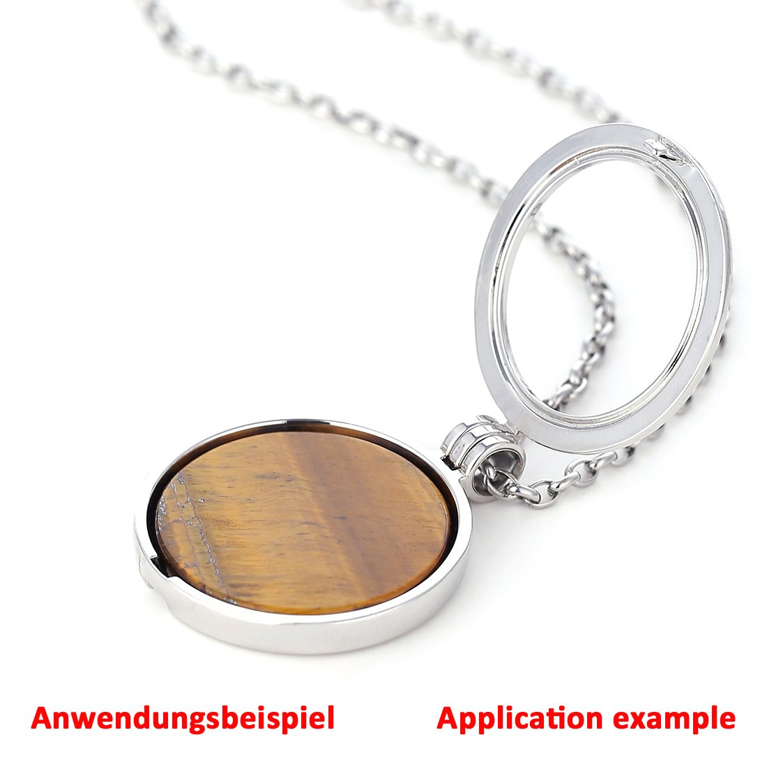 Morella ladies necklace 70 cm stainless steel and pendant with gemstone lapis lazuli coin 33 mm chakra disc in jewelry bag