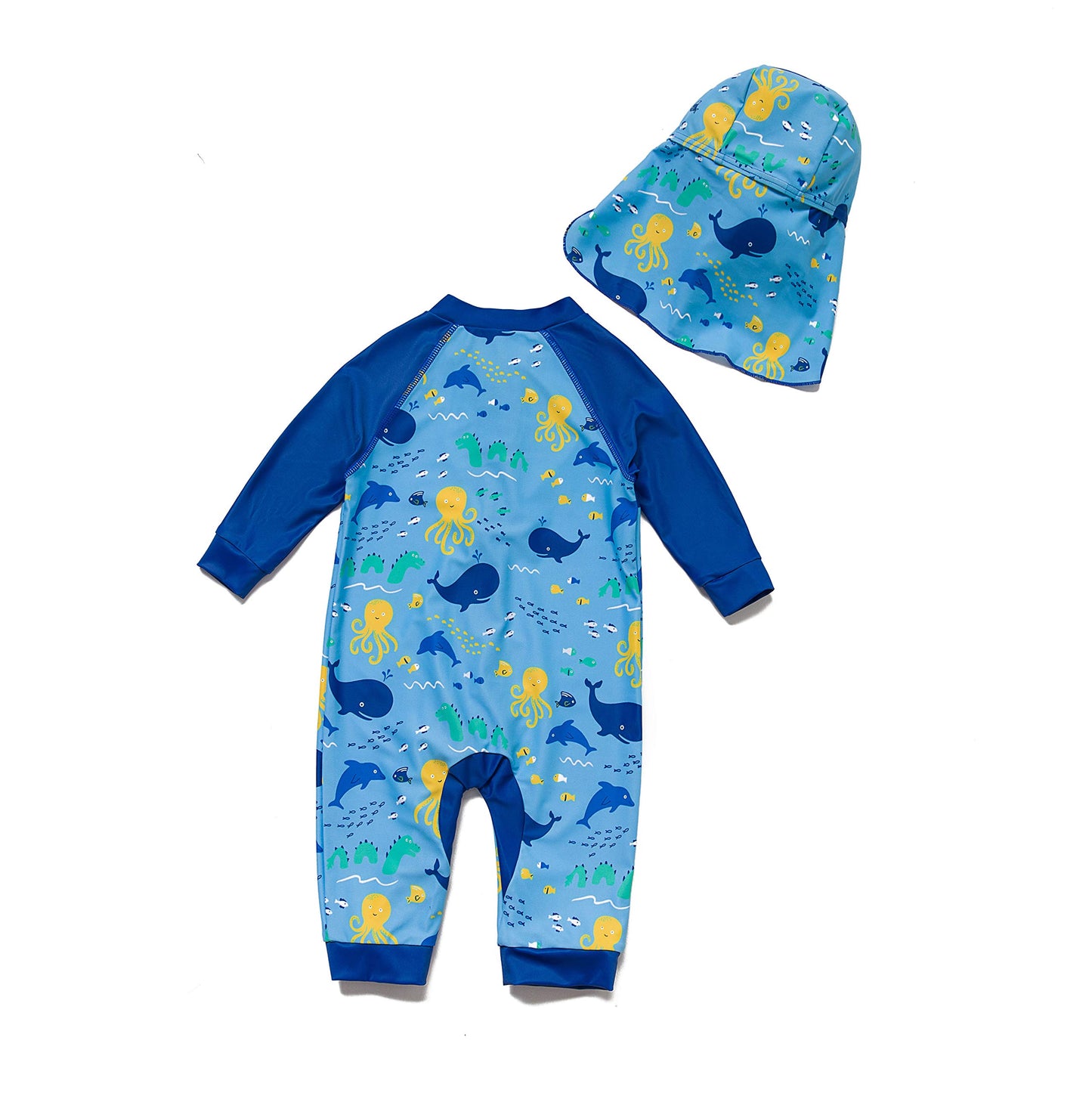 Baby One-Piece Swimsuit UV 50+ Protection Zipper – Ocean Blue 12-18 Months