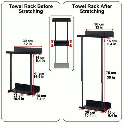 HONPHIER Bathroom Towel Holder Adhesive Retractable Towel Holder 41-75CM Wall Mounted Towel Holder in Bathroom and Kitchen