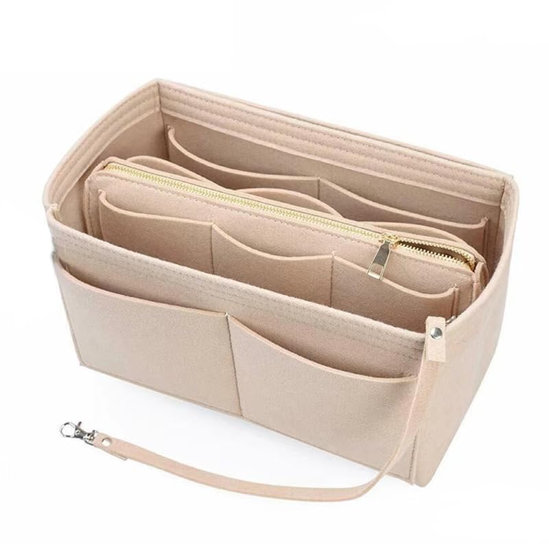 Felt Bag Organizer Multifunctional Handbag Organizer with Compartments Wallet Zipper Felt Handbag Organizer for Travel