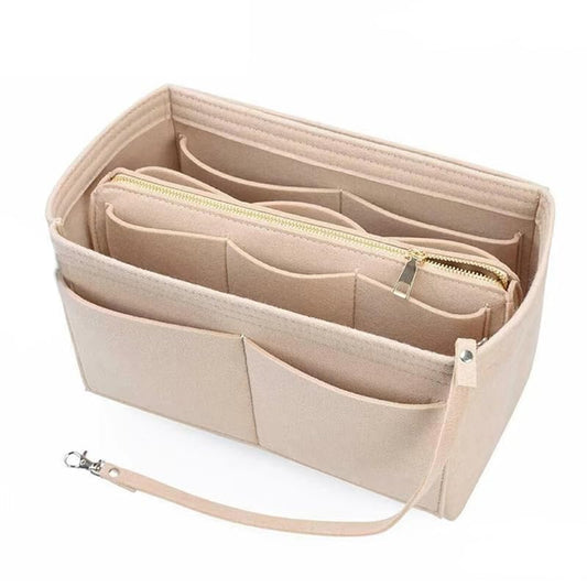 Felt Bag Organizer Multifunctional Handbag Organizer with Compartments Wallet Zipper Felt Handbag Organizer for Travel