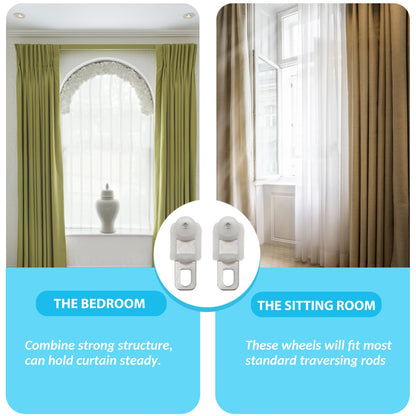 Angoily 50pcs Curtain Track Roller Silent Ceiling Rollers Drapery Gliders Glider Curtain Rod Hooks for Window