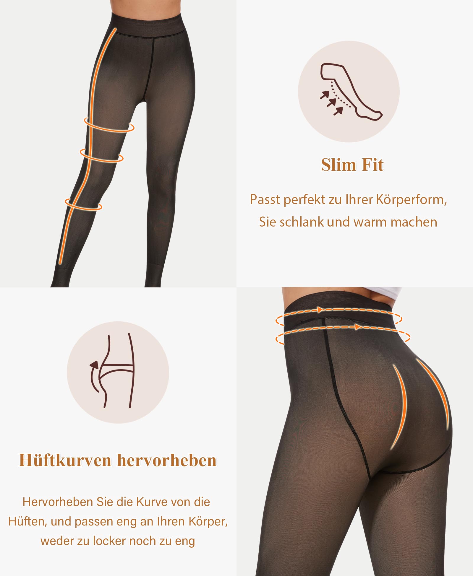 Women's Thermal Tights Fleece Lined Pantyhose – Black M