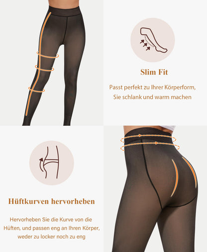 Women's Thermal Tights Fleece Lined Pantyhose – Black M