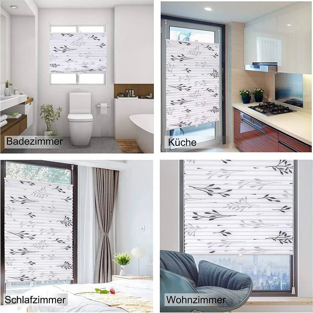 WOLTU PS5616GR Plisētā Žalūzija 65 × 130 cm – Pelēka ar Zaru Rakstu - Gultify