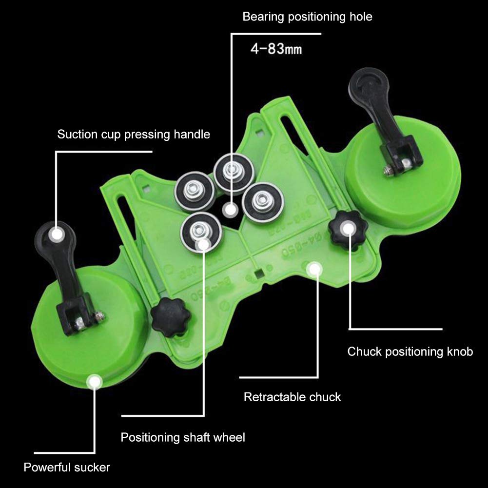 POHOVE Drill Hole Saw Guide Jig, 4-83mm Adjustable Diamond Hole Cutter Centering Locator Holder with Vacuum Suction Cup