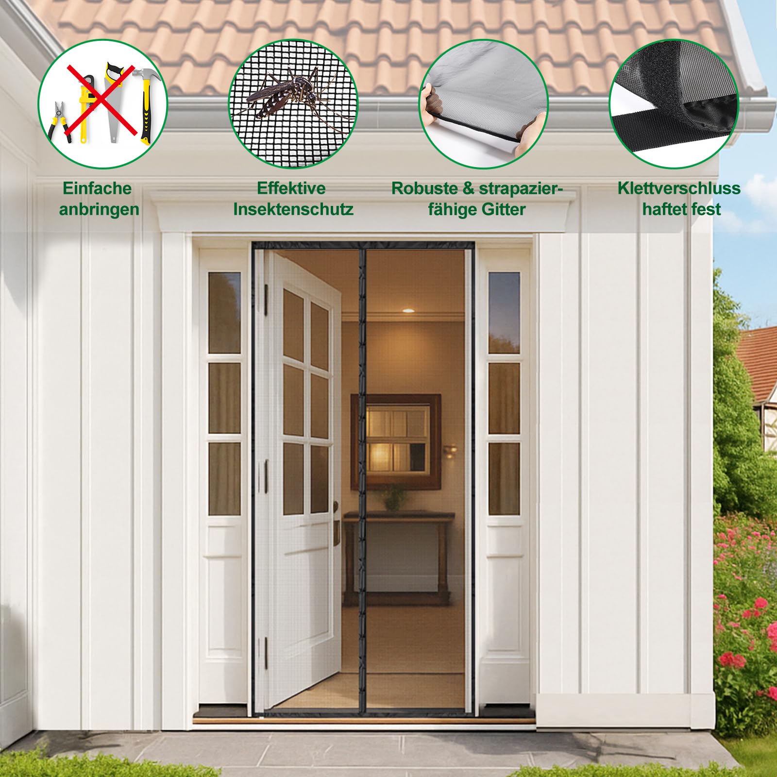Fly screen balcony door magnet, 80x210cm insect protection balcony door 3.8cm wide Velcro tape stronger magnets no drilling